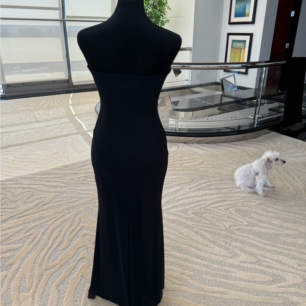 Vintage Mermaid Fit Strapless Black Evening Gown with Silver hand beads - Picture 4 of 6
